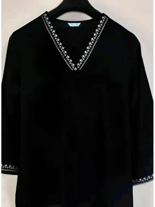 Casual Regular Sleeves Solid, Embroidered, Embellished, Lace, Printed, Striped, Ethnic Motifs Women Black Top