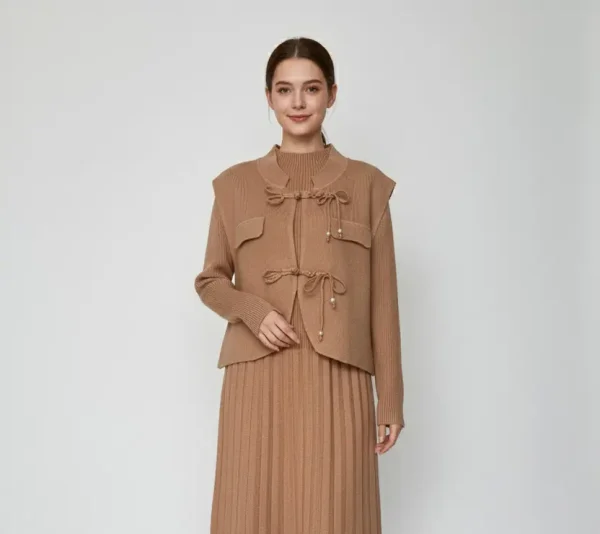 Women Fit and Flare Brown Knee Length Dress