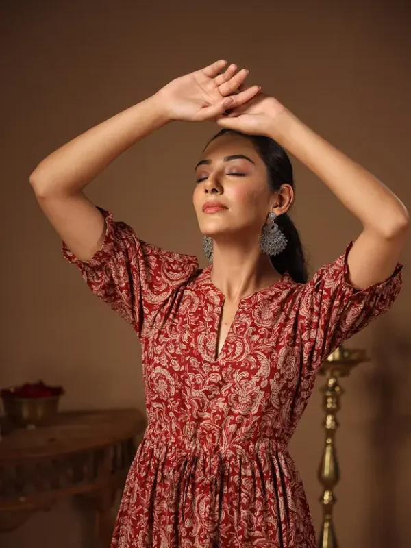 Women Fit and Flare Multicolor Below Knee Dress