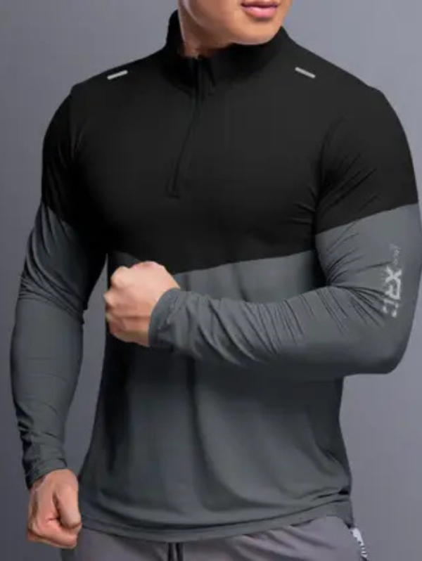 Men Colorblock Henley Neck Polyester Multicolor T-Shirt