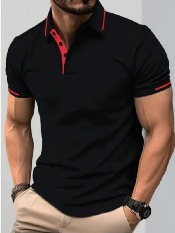 Men Solid Polo Neck Cotton Blend Black T-Shirt