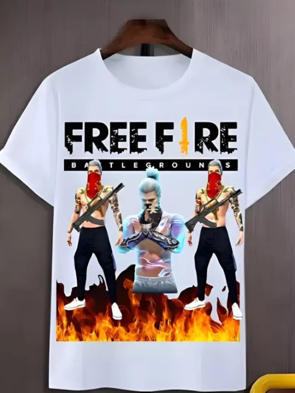 Men Printed Round Neck Polyester White T-Shirt