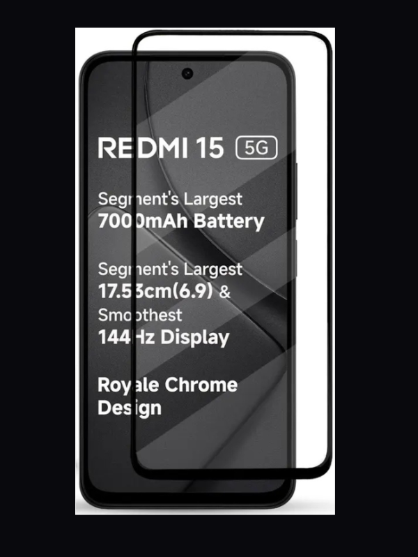 FABEKEE Tempered Glass Guard for Redmi 15 5G Tempered Glass Screen Protector Gorilla Film with Edge to Edge Coverage and Easy Installation kit (Pack of 1)