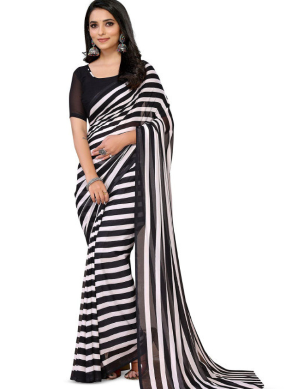 Striped Pure Georgette Sarees