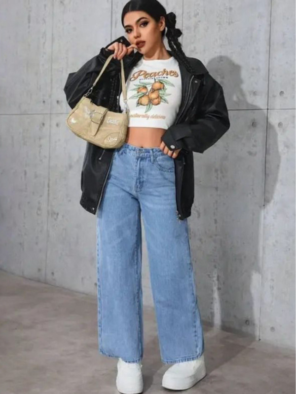 Wide Leg High-Rise Stretchable Jeans