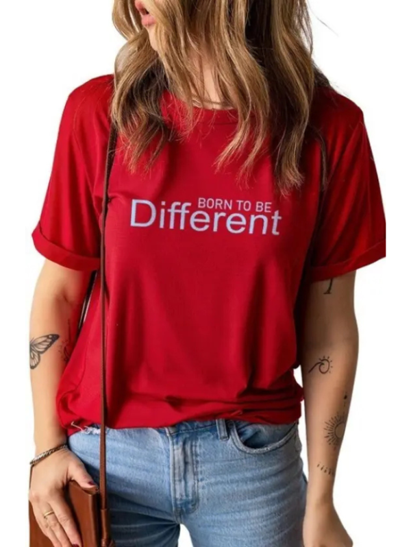 Women Printed Round Neck Pure Cotton Red T-Shirt