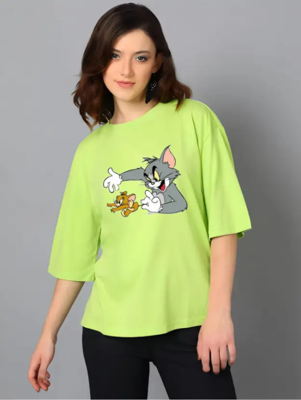 Women Typography Round Neck Cotton Blend Light Green T-Shirt