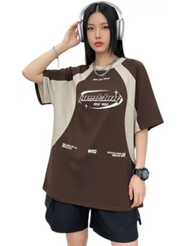 Women Printed Round Neck Pure Cotton Brown T-Shirt