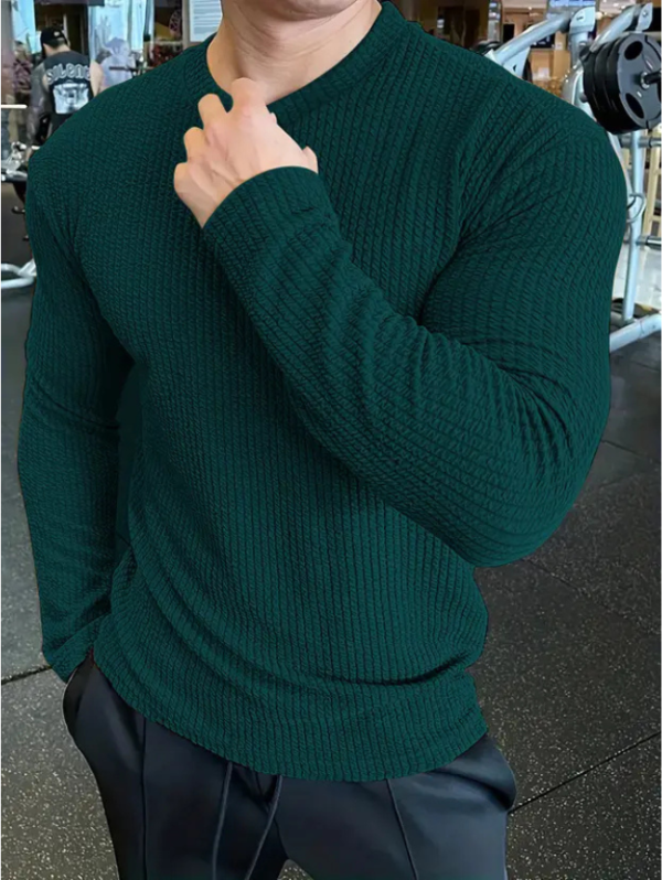 Men Self Design Round Neck Polyester Dark Green T-Shirt