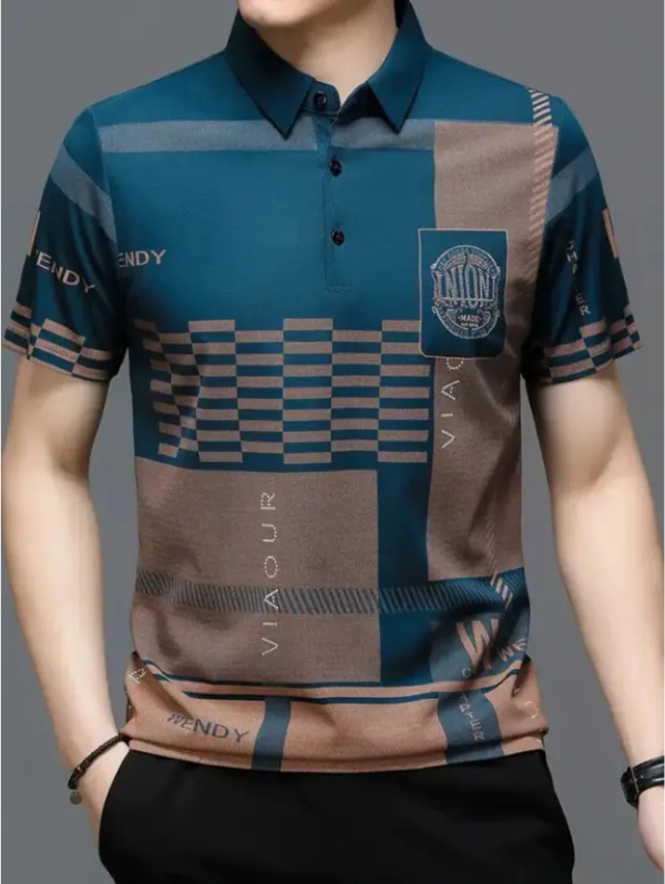 Men Solid Polo Neck Cotton Blend Blue T-Shirt