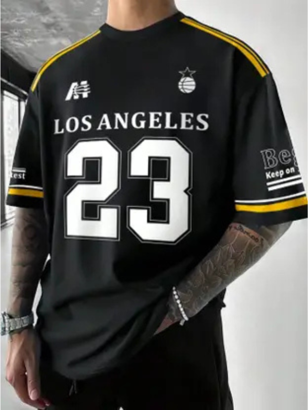 Men Printed Round Neck Cotton Blend Black T-Shirt