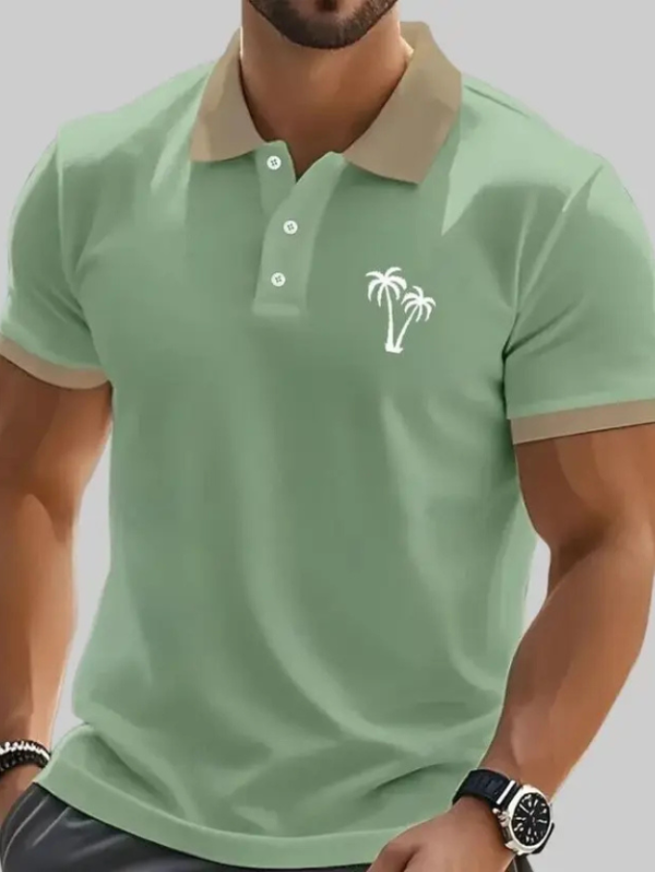 Men Solid Polo Neck Cotton Blend Green T-Shirt