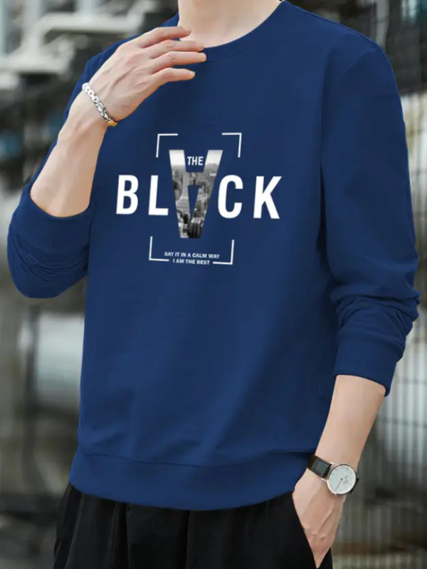 Men Typography Round Neck Cotton Blend Black T-Shirt