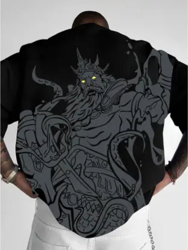 Men Graphic Print Round Neck Cotton Blend Black T-Shirt