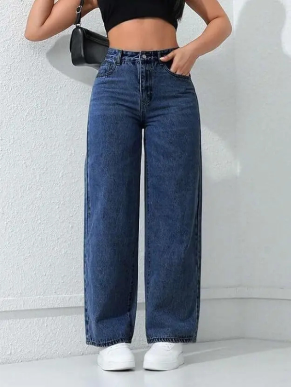 Women Straight Fit High Rise Dark Blue Jeans