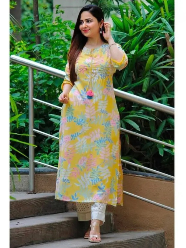 Women Printed Viscose Rayon Straight Kurta (Multicolor)
