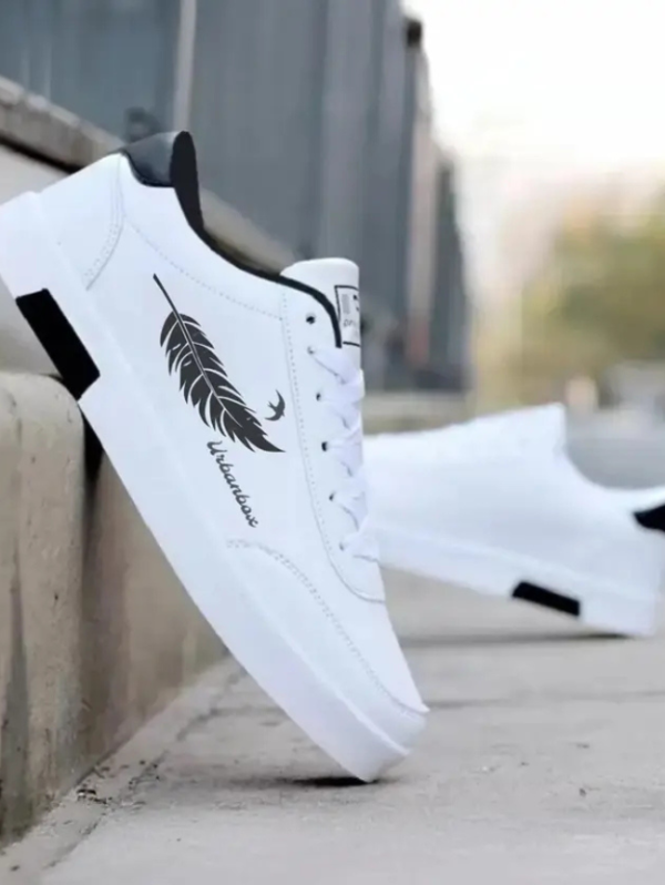 Trending Latest Stylish Sneakers For Men (White, Black , 8)