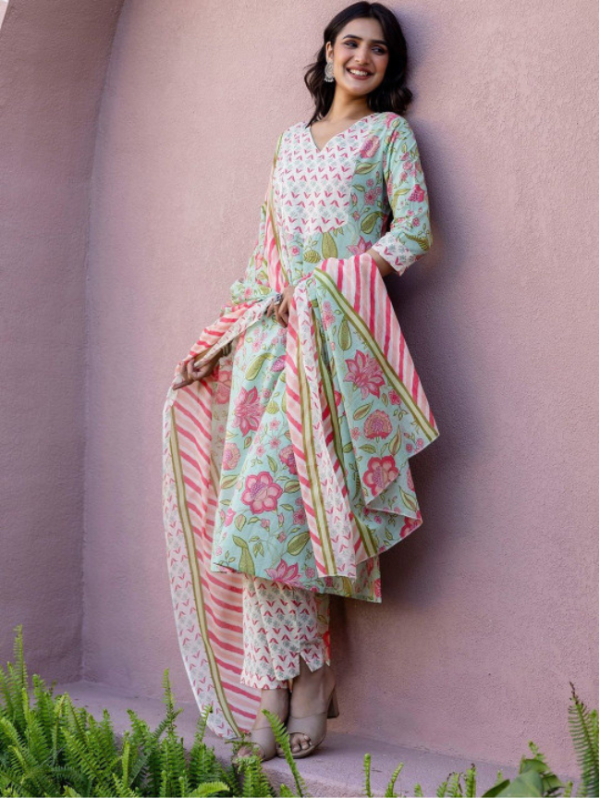 Women Embroidered Regular Kurta with Pyjamas & With Dupatta