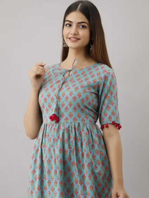 Casual Regular Sleeves Printed Women Blue Top