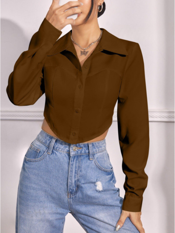Women Brown Solid Tops
