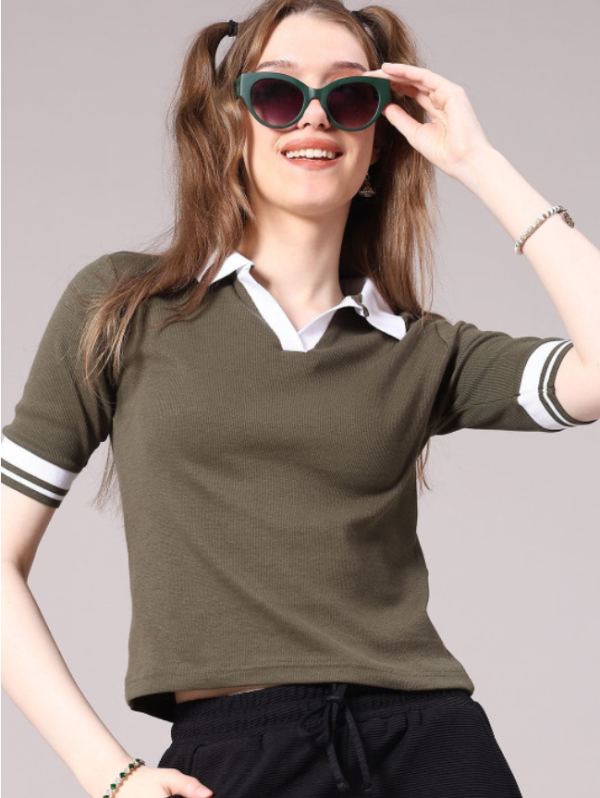 Women Polo Collar T-shirt