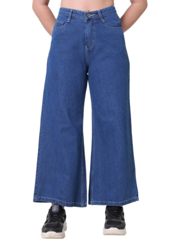 Women Flared High Rise Blue Jeans