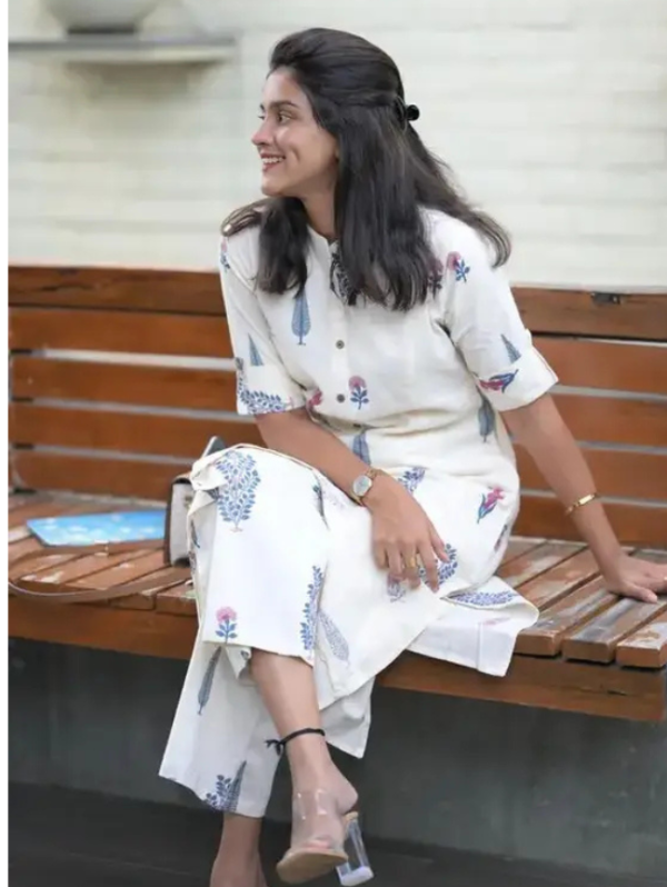 Women Viscose Rayon Kurti Pant Set