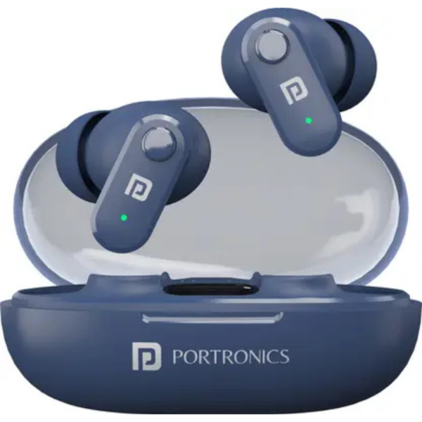Portronics Twins S16 in Ear Earbuds With Mic,24H Playtime,GameMode,Clear Calls Bluetooth (Blue, In the Ear)