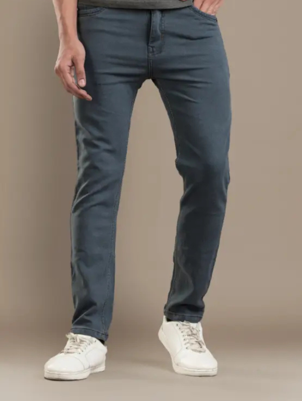 Men Slim Mid Rise Grey Jeans