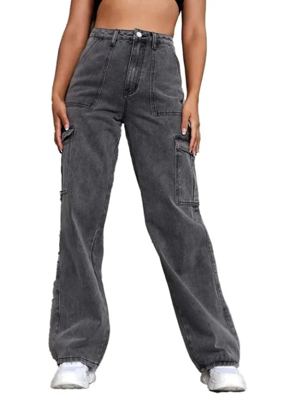 Women Straight Fit High Rise Grey Jeans
