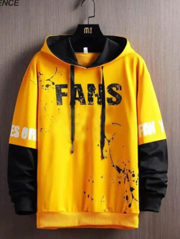 Pack of 2 Men Printed Hooded Neck Cotton Blend Black, Yellow T-Shirt