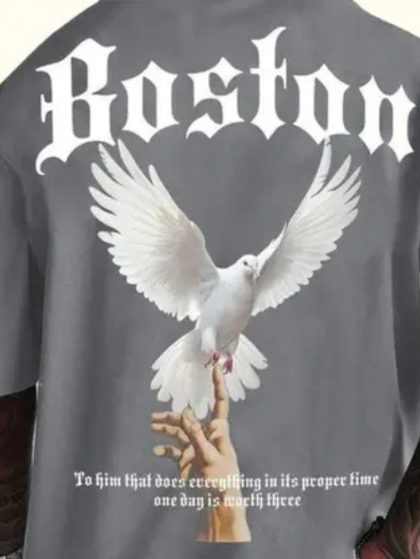 Men Printed Round Neck Cotton Blend Grey T-Shirt