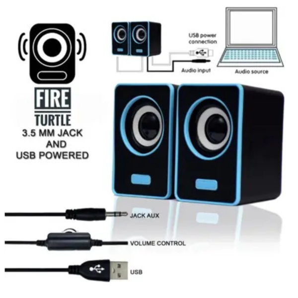 fire turtle Bass Sub woofer for PC Laptop /Desktop Speaker 6 W Laptop/Desktop Speaker (Blue, 2.1 Channel)