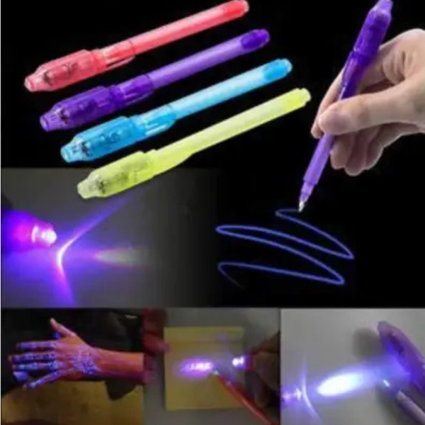 Andix Magic Pen with UV Light Return gift Ball Pen Digital Pen (Pack of 4, Ink Color - Invisble)