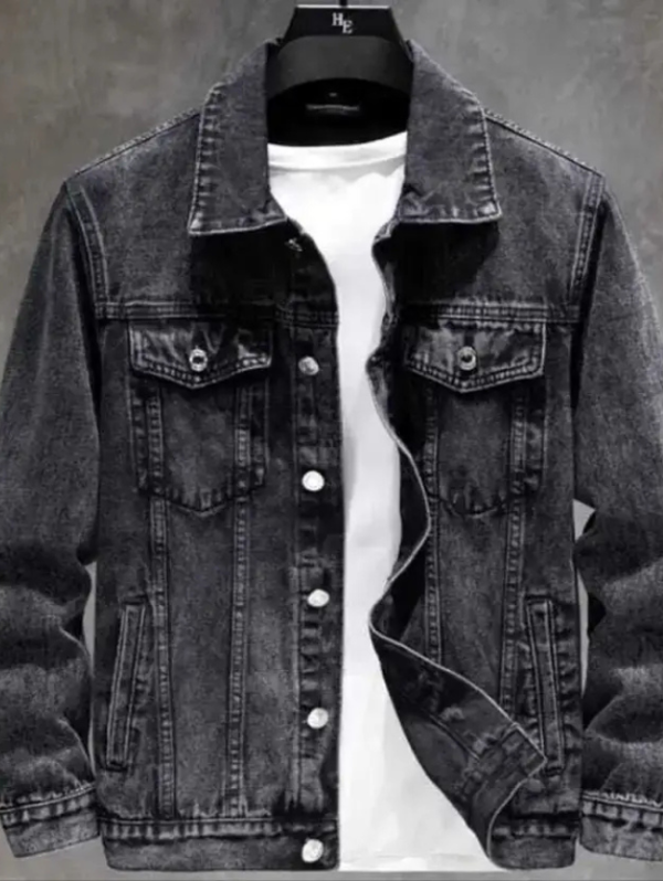 Men Solid Denim Jacket