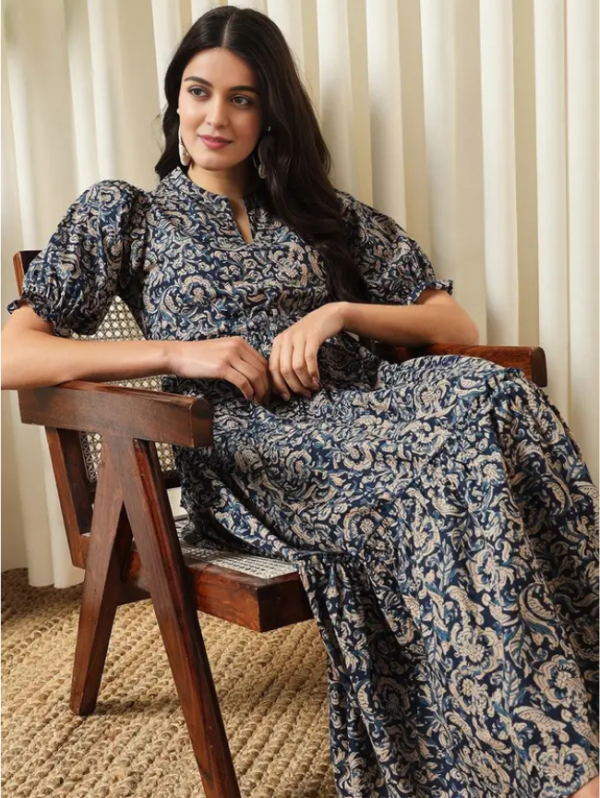 Women Fit and Flare Blue Midi/Calf Length Dress