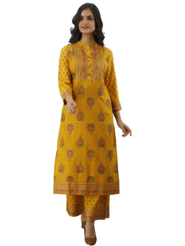 Women Viscose Rayon Kurta Palazzo Set