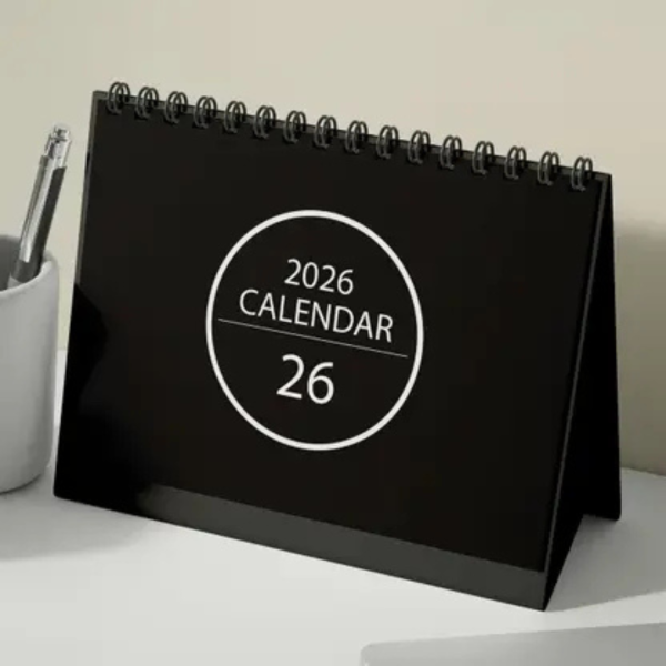 Kaameri Bazaar Black Wiro January 2026 to December 2026 Desk Calendar with Motivational Quotes 2025 Table Calendar (Black & White, Black & White)