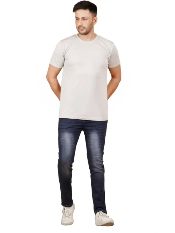 Men Slim Mid Rise Dark Blue Jeans