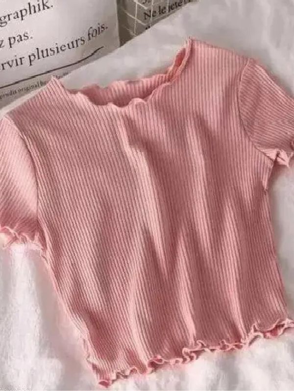 Casual Regular Sleeves Solid Women Pink Top