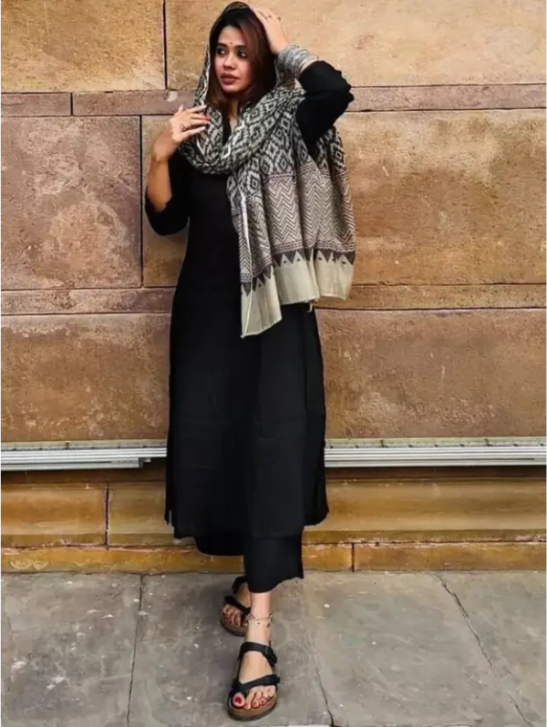 Women Cotton Rayon Kurta Palazzo Dupatta Set