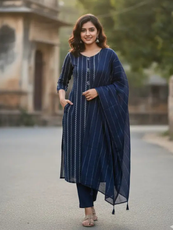 Alliance Embroidered Kurta, Trouser/Pant & Dupatta Set