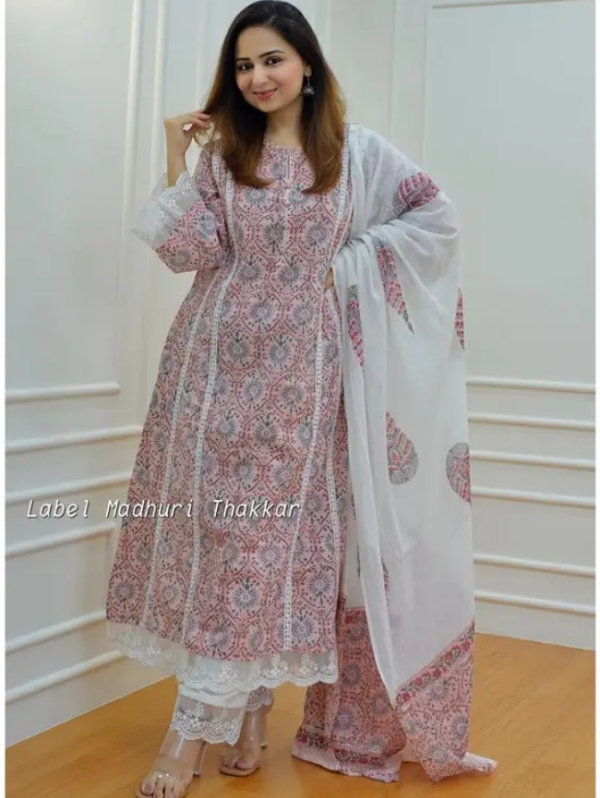 Self Design Kurta, Trouser/Pant & Dupatta Set