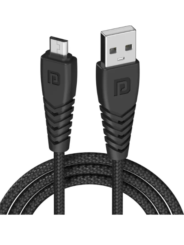 Portronics Micro USB Cable 2 A 1 m Nylon Braided Konnect B (Compatible with Mobile, Computer, Black, One Cable)