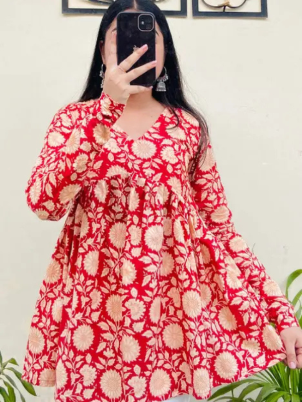 Casual Regular Sleeves Floral Print Women Red Top