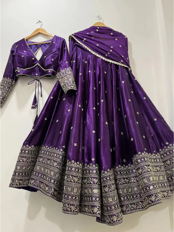 Embellished Semi Stitched Lehenga Choli (Purple)