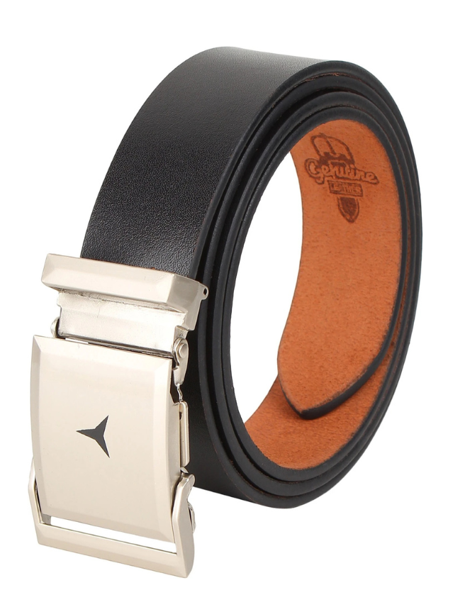 Men Formal Black Genuine Leather Belt