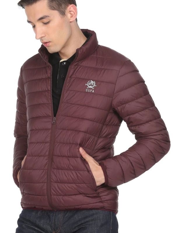 Men Self Design Puffer Jacket