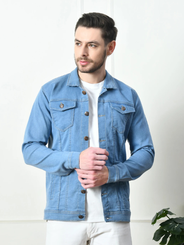Men Solid Denim Jacket