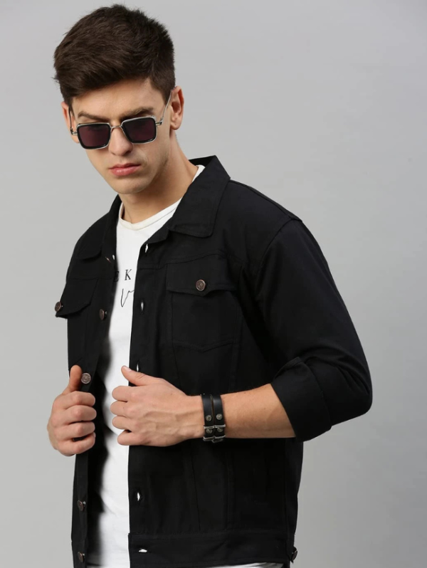 Men Solid Denim Jacket